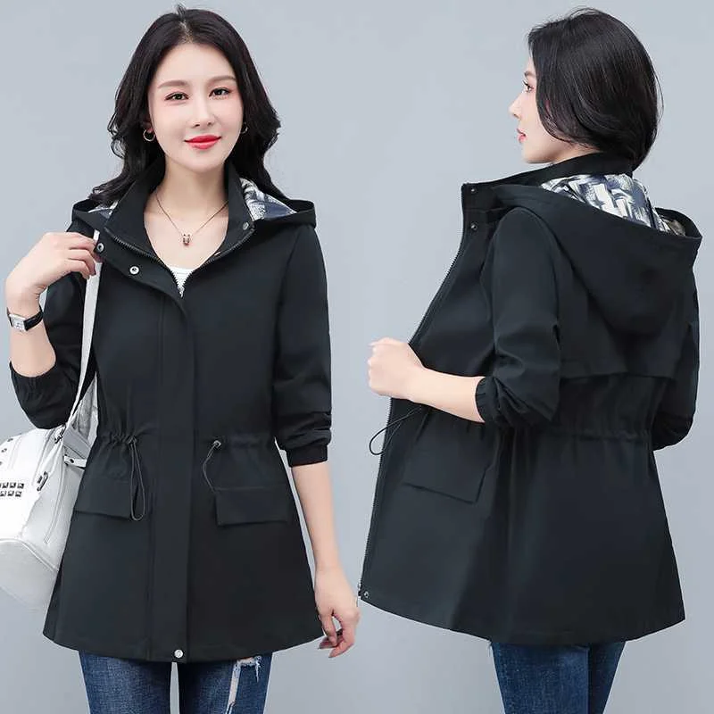 Spring Autumn Women Trench Coat New Winter Warm Velvet Cotton Coat Women Mid Length Hooded Windbreaker Female Tops Outerwear 4XL