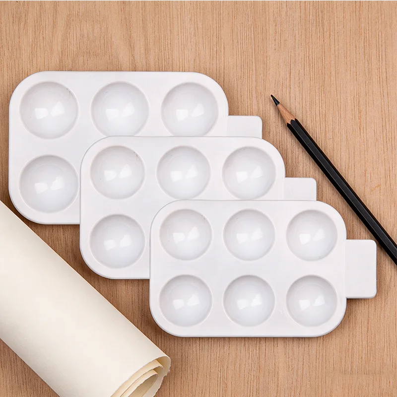10/40Pcs 6-Well Plastic Paint Palette, Portable Art Mixing Tray for Watercolor,  Acrylic, Painting Supplies for Artists，Students