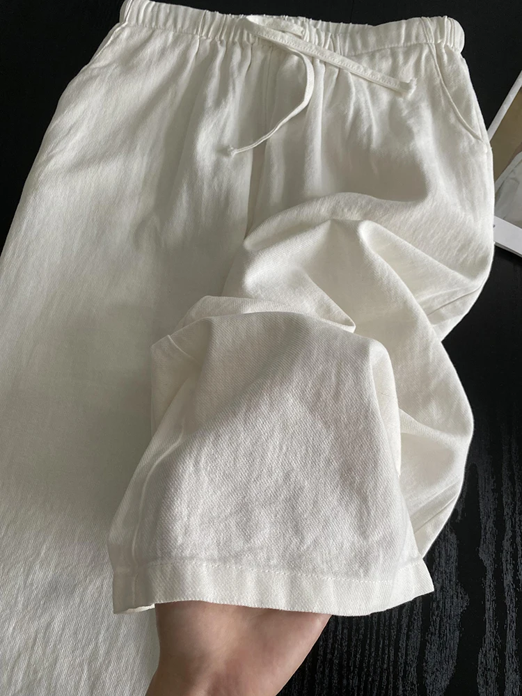 

Льняные повседневные брюки с охлаждающим эффектом, свободные, прямого кроя, тонкие, летние, женские, комфортные, дышащие, свободного кроя, широкие штанины