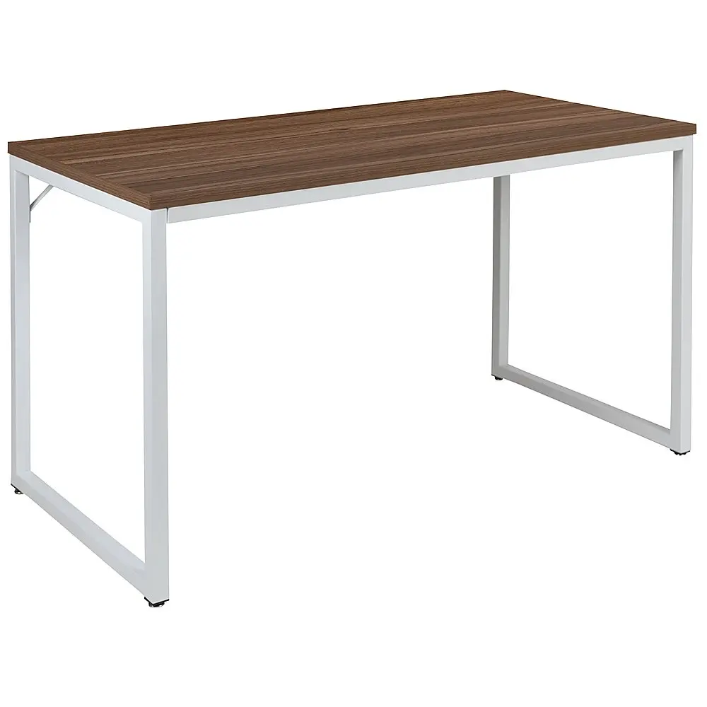 Tiverton Collection Rectangle Industrial Laminate Office Desk - Walnut Top/White Frame