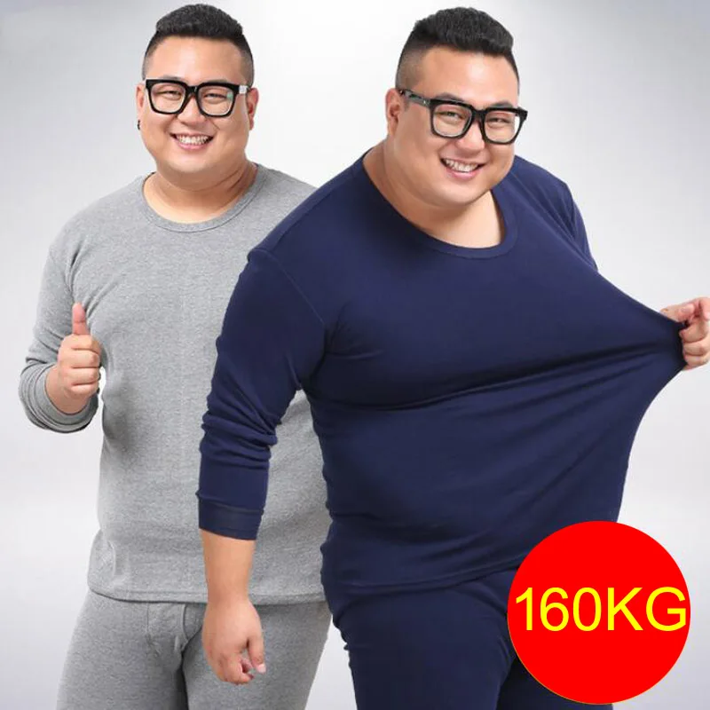 大サイズ6XL 7XL 8XL冬男性暖かい100% 綿の下着熱レギンスセットトップスとパンツ弾性ストレッチ底54