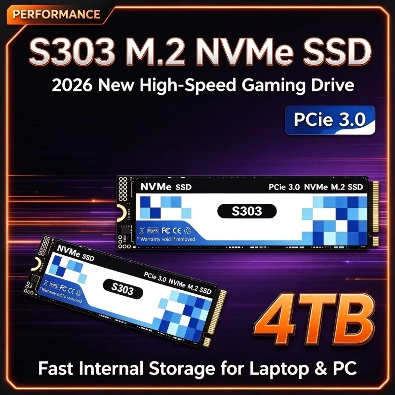 S303 M.2 PCIe 3.0 NVMe Internal SSD 500GB 1TB 2TB 4TB High Performance Solid State Drive For Laptop Desktop PC Storage Upgrade