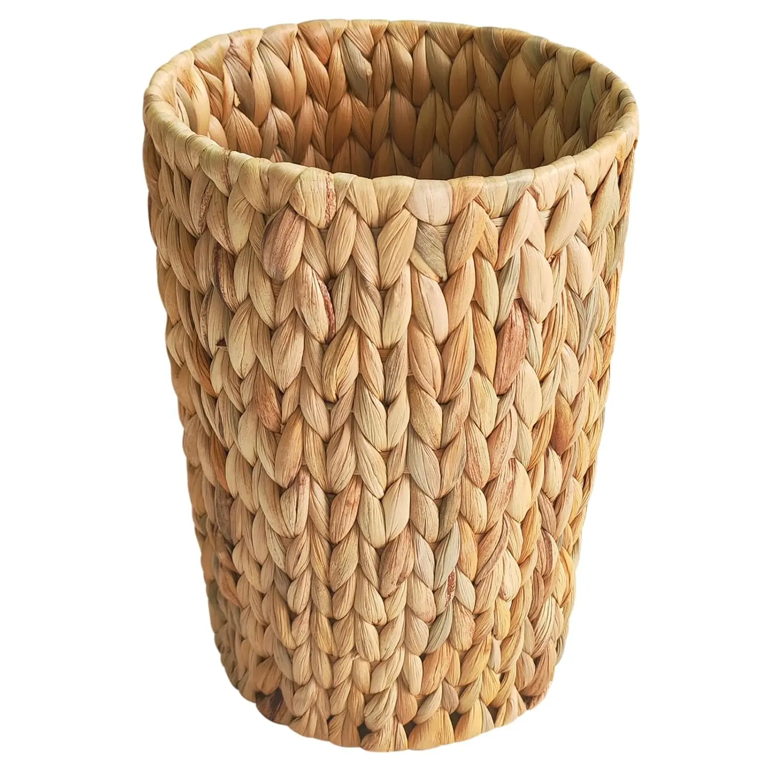 

Small Wicker Trash Can for Bathroom, Bedroom, Office - 2 Gallon Round Boho Style
