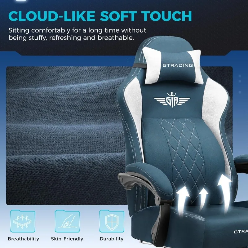 Sedia da gioco grande e alta Sedia da computer in tessuto traspirante con forte supporto lombare, comode sedie da ufficio con P