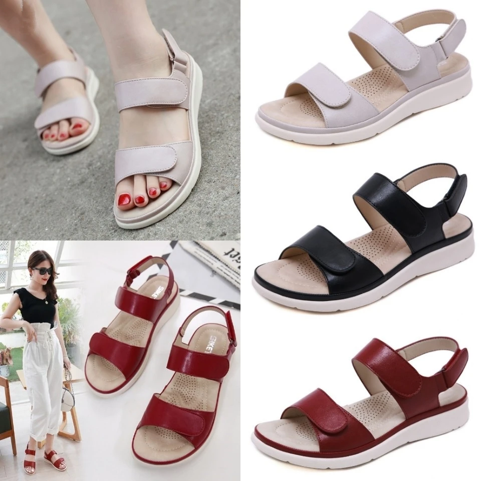 

Женские летние сандалии без застежек, повседневные, на низком каблуке, модные, из полиуретана, с открытым носком, на резиновой подошве