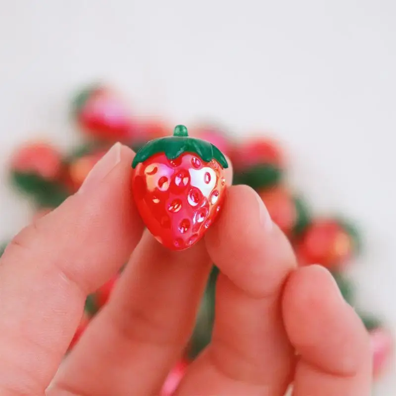5Pcs Red Strawberry Acrylic Bead, Transverse Hole Bead, Big Hole Space Bead For Jewelry Making Charm DIY Pendant-Bead Supplies