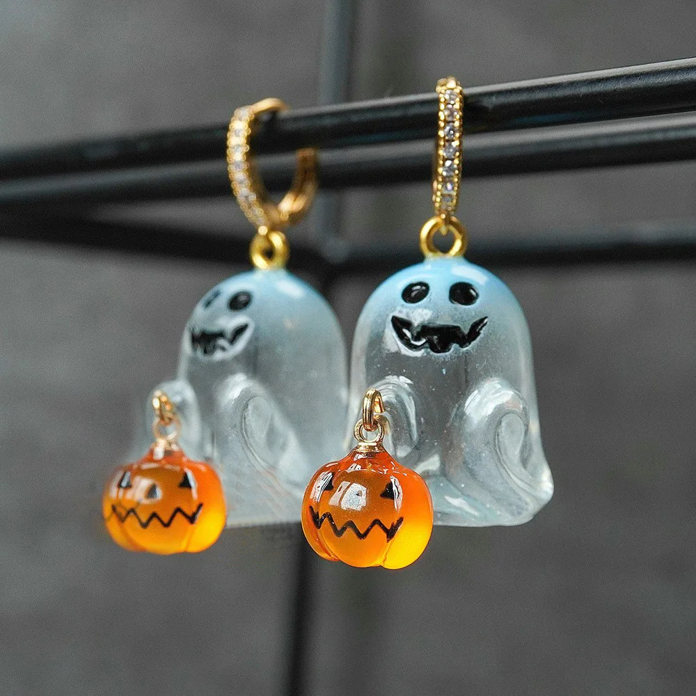 UILZ Chic Trick or Treat Ghost Pumpkin Drop Earrings Women's Fashion Party Halloween Gift Jewelry