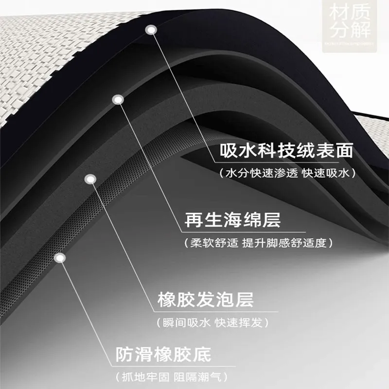 Fan-shaped kitchen floor mat, diatom mud corner kitchen carpet, dirt-resistant, water-absorbing, non-slip and oil-proof foot mat