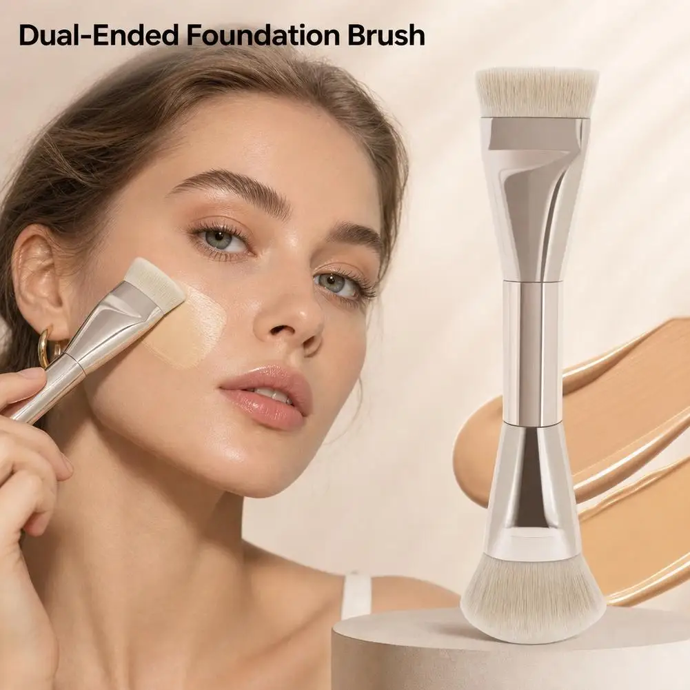 Dual Ended Foundation Makeup Brush Flat Blending and Sculpting Cosmetic Tool Multi-Function Liquid Cream Face Makeup Brush