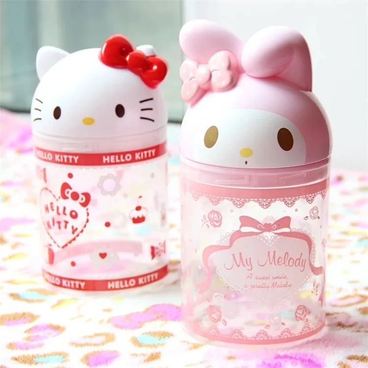 Kawaii Cartoon kreative Wattes täbchen Box Anime Hello kittys Cinna moroll meine Melodie Purin Desktop Storage Barrel 3D Wattes täbchen Box