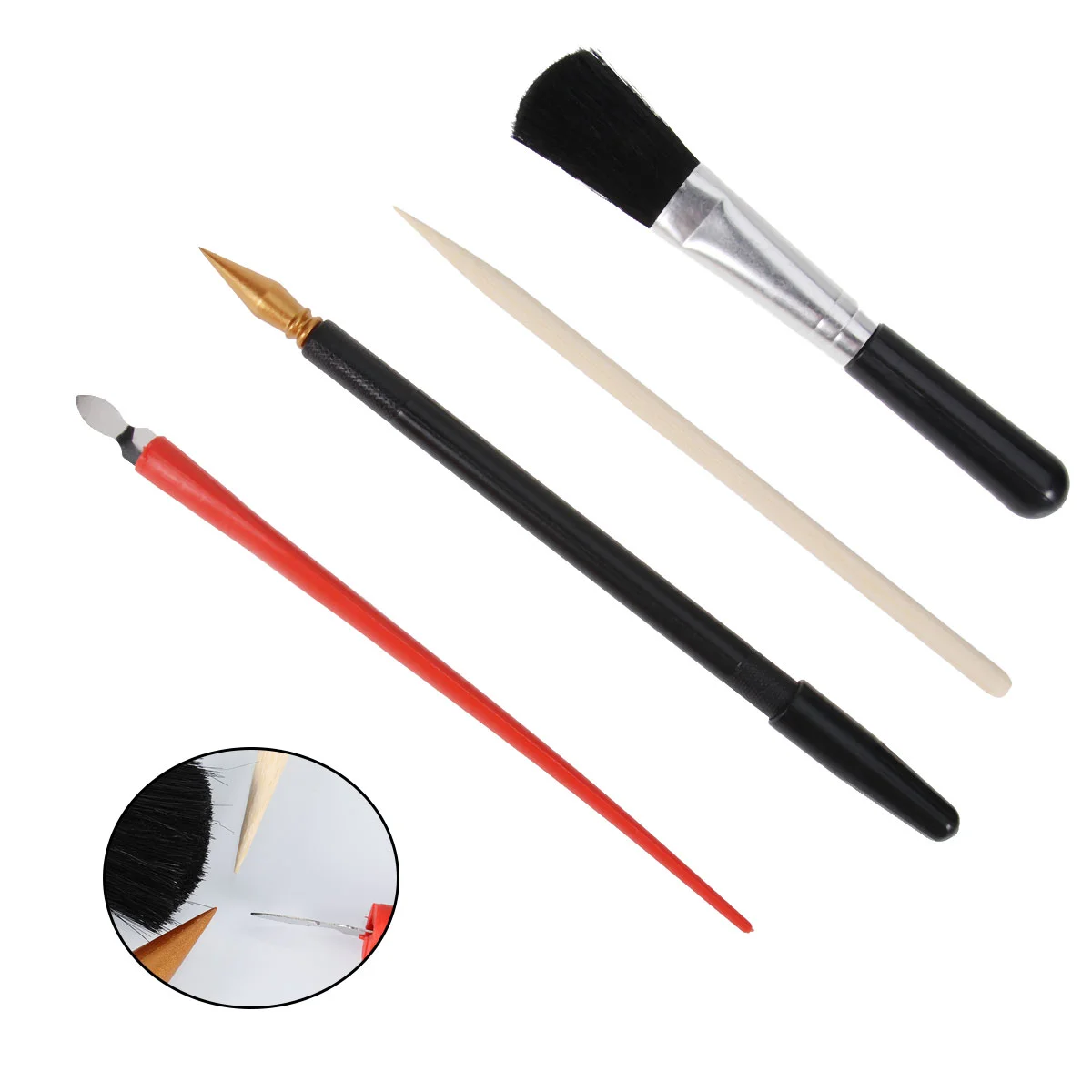 4 PCS Handcraft Kit Scratch Painting Tool Pen Stick Brush Toolkit Scratch-off Bamboo Wooden Portable Scratcher