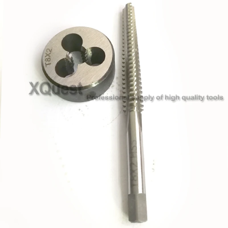 2PCS Metric Trapezoidal thread tap and Die set Right Hand Tr8 T8 T8X1.5 TR8X2 TR8X3 Left hand TR screw taps Round dies T8X2 T8X3