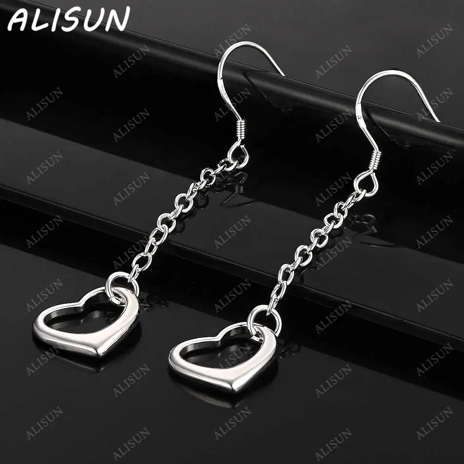 

ALISUN 925 Sterling Silver Hearts Earrings Drop Earrings For Women Charm Trend Birthday Gifts Fashion Party Fine Jewelry