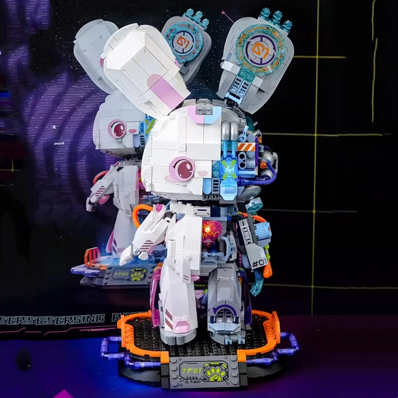

Mechanical rabbit building block animation assembly model parent-child interactive toy punk figure cool birthday gift