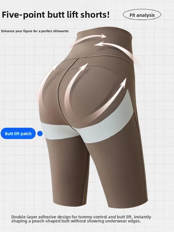 سروال يوجا نسائي عالي الخصر لركوب الدراجات رفيع من Spor Fitn بطول خمسة أرباع طبقة أساسية من البوليستر...