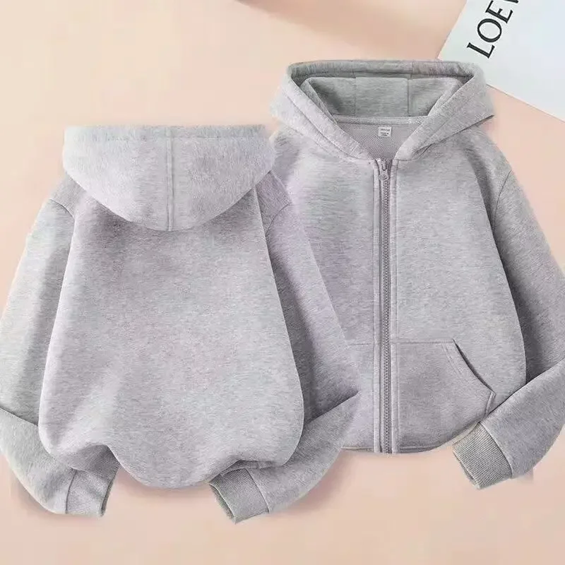 

Minimalist Style Pure Color Zipper Hooded Sweater Casual Sports Style Cardigan Jacket