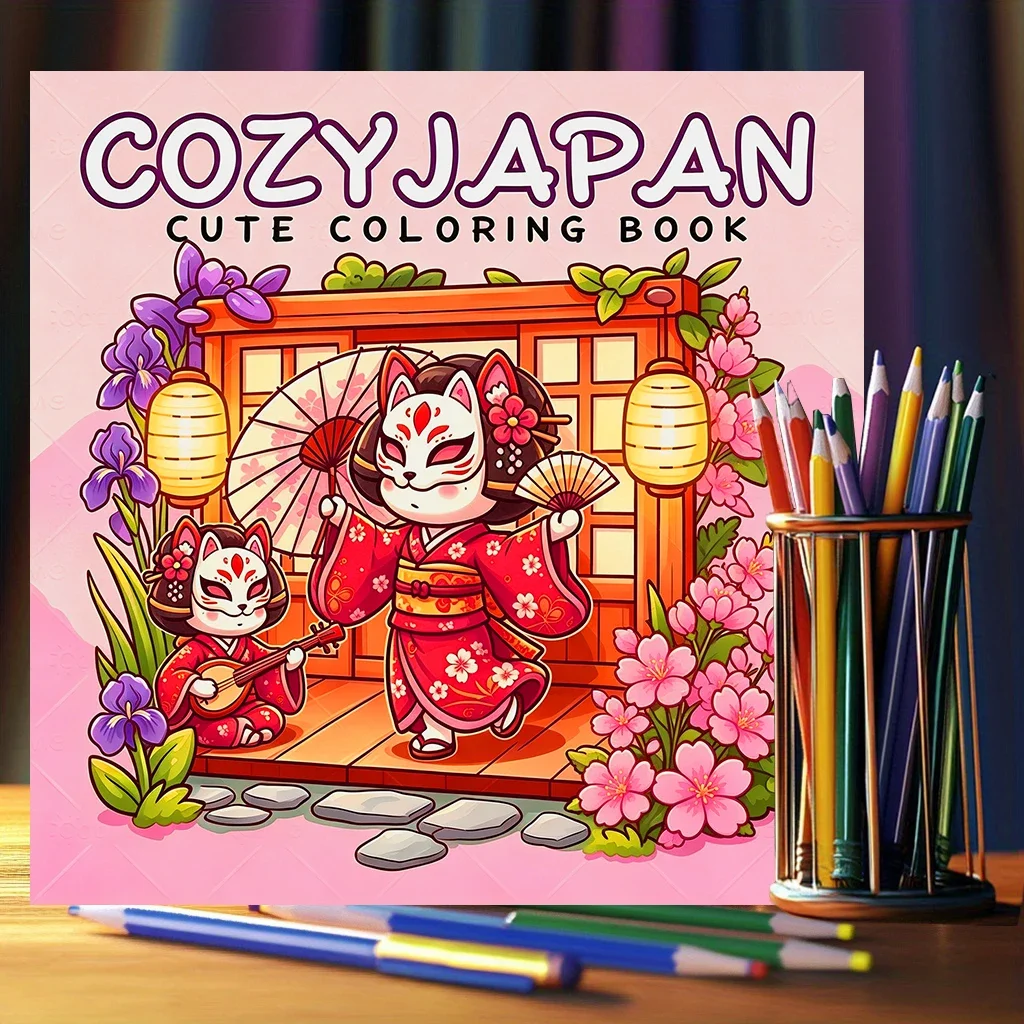 Cozy Japan Bold-Easy Patterns Coloring Book for Adult Cute Drawing Book Perfect Gift for Birthday Back to School Art Supplies