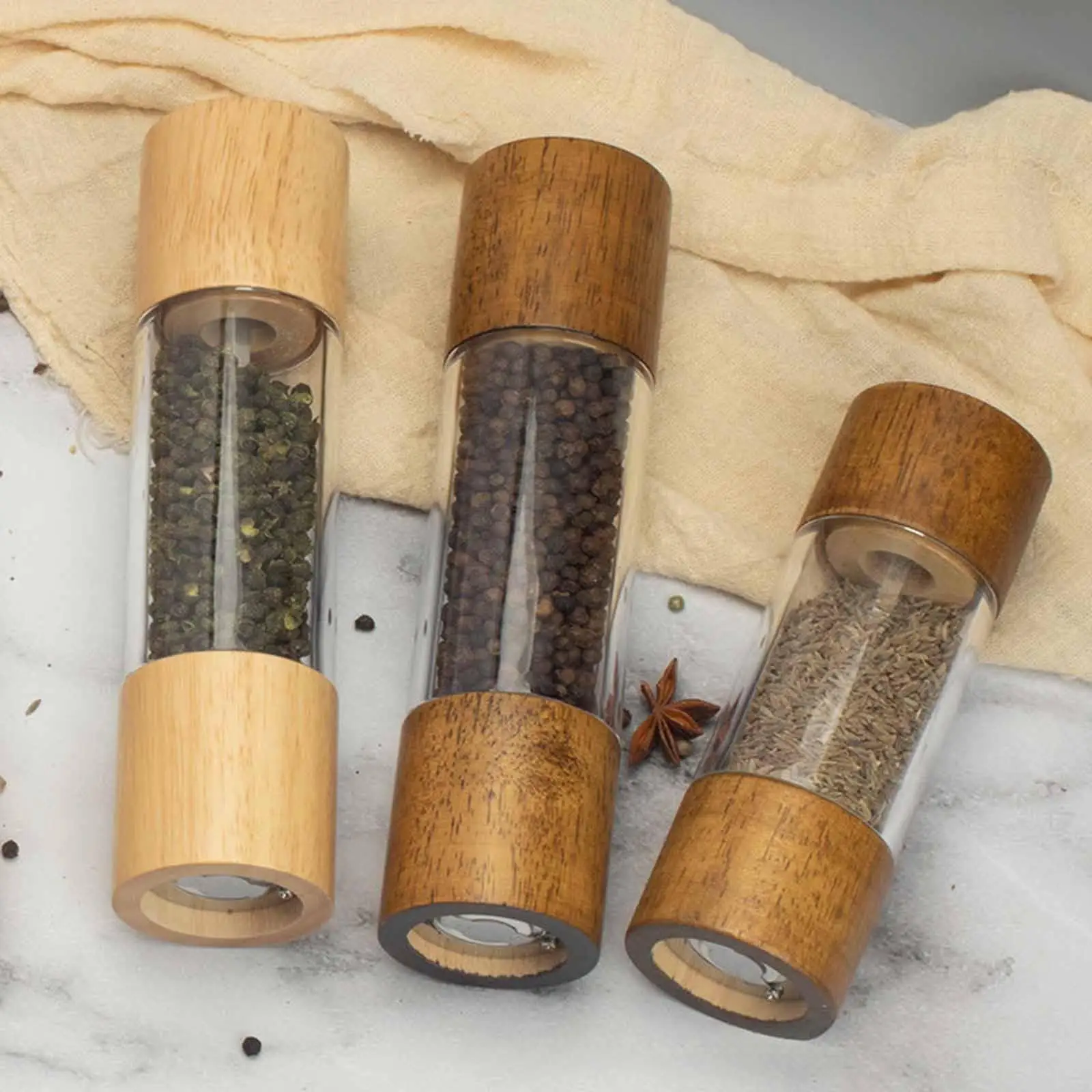 and Pepper Mill Acrylic Tray 2 Slots Seasoning Mill Tool 5.2 cm Inner Diameter Pepper Bottle Holder for Dining
