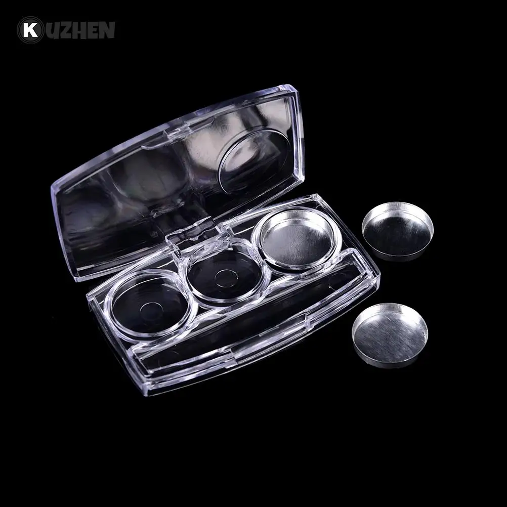 Empty 3 Round Grids Eyeshadow Lipstick Powder Box Case Cosmetic Packing+3Pcs Palette DIY Eyeshadow Powder Cosmetics