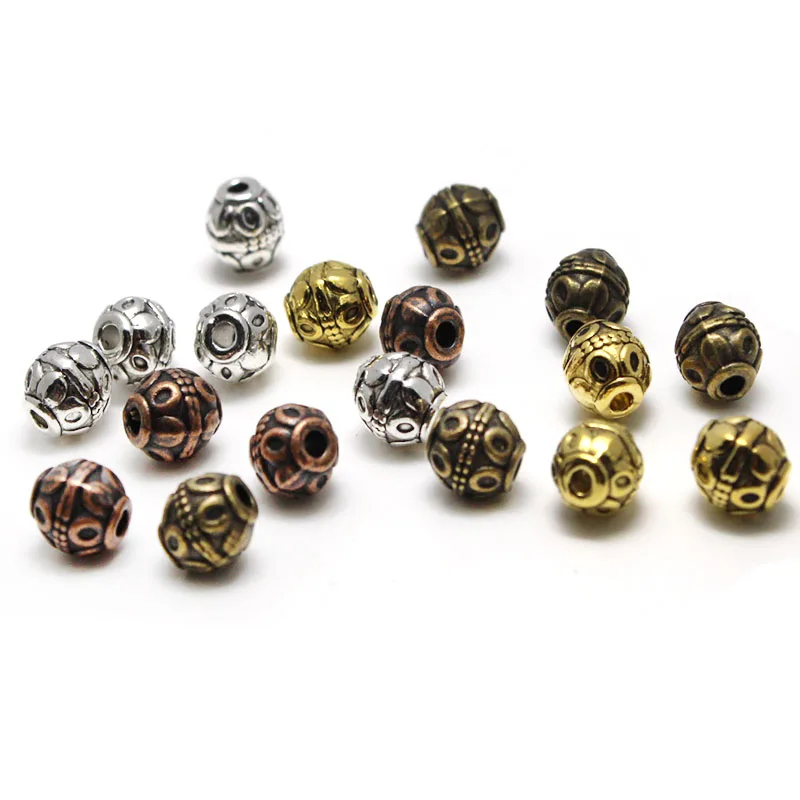 30Pcs Round Spacer Tibetan Silver Metal Beads for Jewelry Making DIY Accessories Spacer Beads Charms Pendant for Bracelet Making