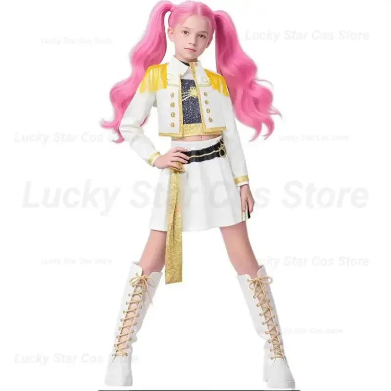 New K-POP Demon Hunter Cossplay Girls Costume Pop Singer Halloween Costume Kids Dress Up Stage Suit