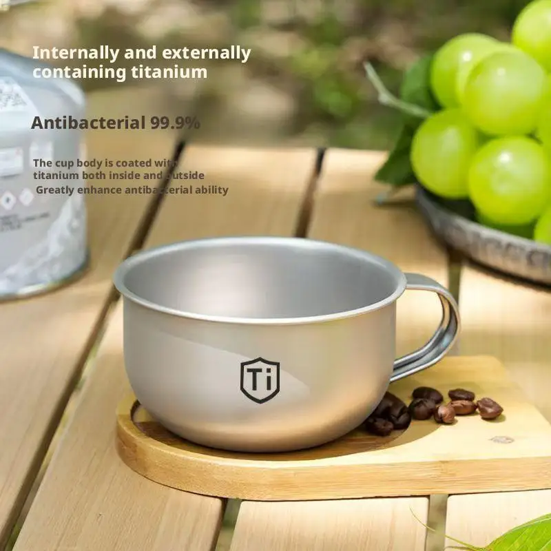 Mini Titanium Coated Cup Antibacterial Rounded Rim Portable Small Water Cup Travel Outdoor Camping Coffee Tea Mug Tableware