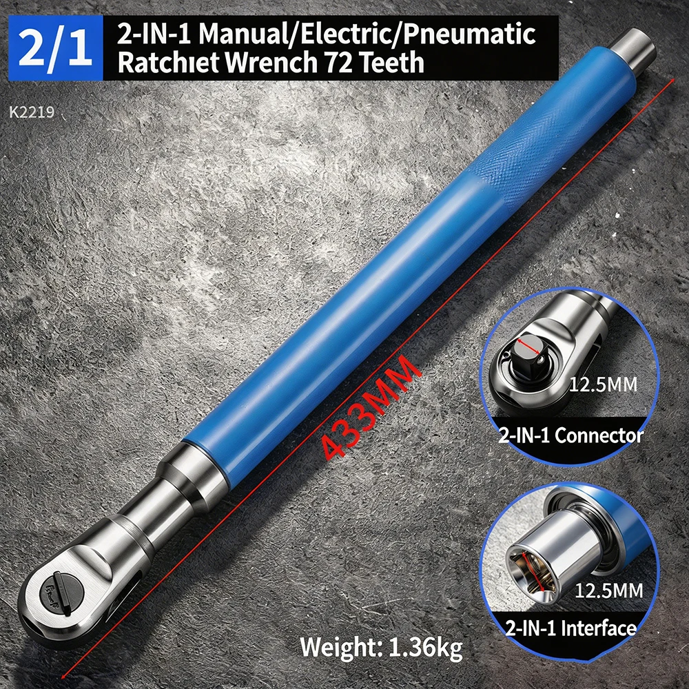 1/2 Inch 72 Tooth Ratchet Wrench Extended Offset Impact Extension Heavy Duty Auto Repair Mechanic Hand Tool