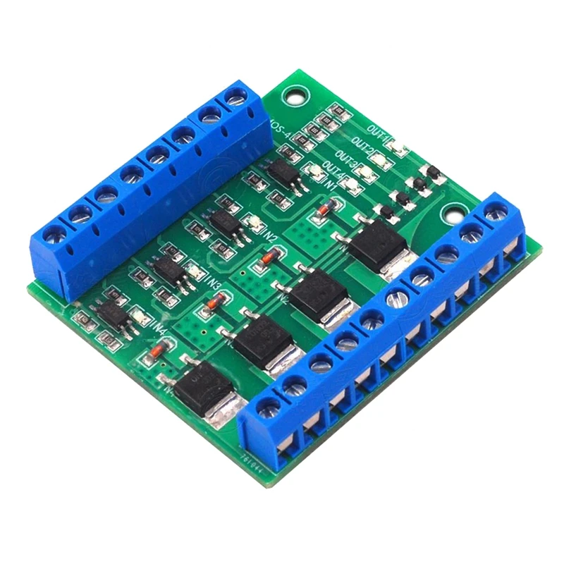 

4 Channel MOS PLC Amplifier Board PWM 3-20V To 3.7-27V DC 10A Board High Quality Driver Module