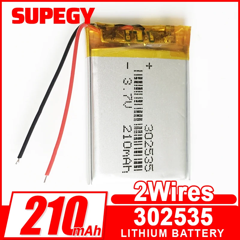 3.7V 210mAh Lipo Polymer Lithium Rechargeable Battery 302535 For MP4 Smart Watch Lock GPS DVD Bluetooth Headset Camera
