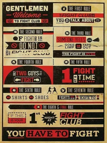 FIRST RULE OF FIGHT CLUB Vintage Retro Airline Travel Metal Sign Bar Plaque