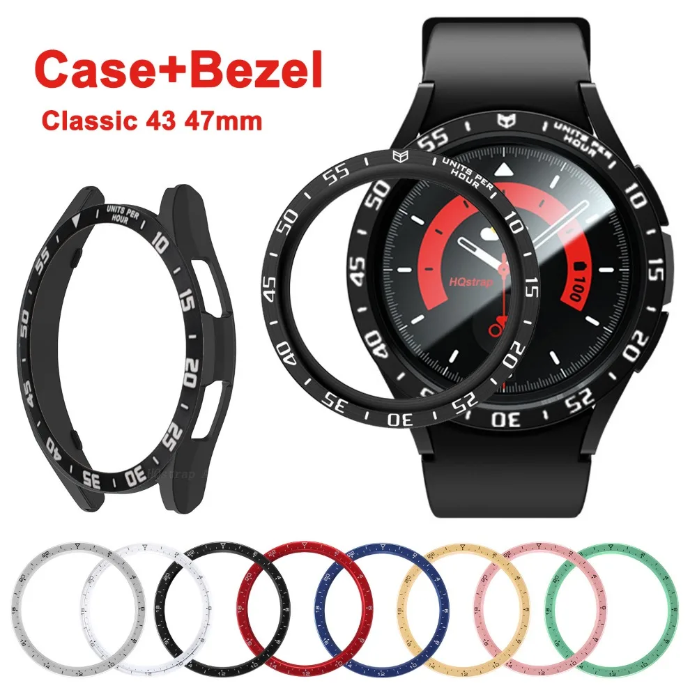 New Metal Ring Case for Samsung Galaxy Watch 6 Classic 47mm 43mm for Samsung Galaxy Watch6 PC Protector Cover Bumper Accessories