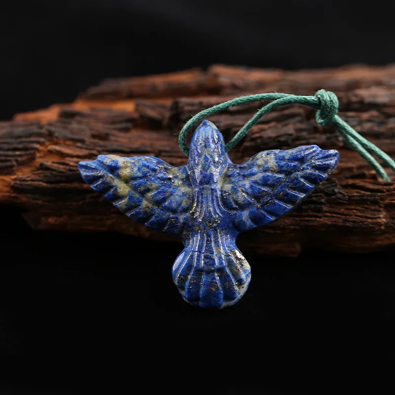 

Carved Animal Pendant Natural Stone Picture Lapis Lazuli Fashion Eagle Pendant DIY Jewelry Making 55x14x10mm 23.2gg