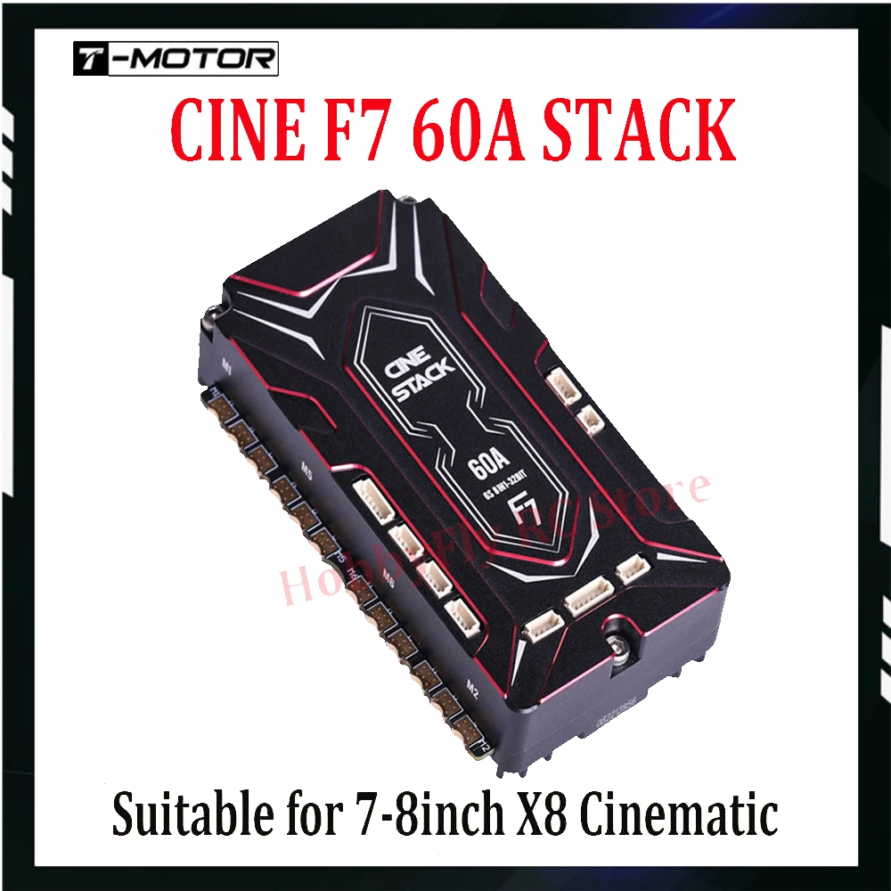 TMOTOR 8IN1 CINE F7 60A STACK MPU6000 STM32F722 4-6S 60A ESC Onboard Bluetooth for 7-8inch X8 Cinematic FPV Freestyle Drone