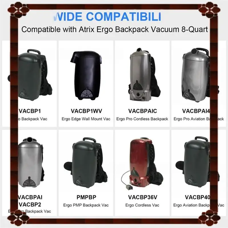أكياس الغبار البديلة للتسليم لمدة 24 ساعة لـ Atrix Ergo حقيبة الظهر فراغ 8 كوارت استبدال جزء VACBP1 VACBP36V VACBPAI أجزاء المكنسة
