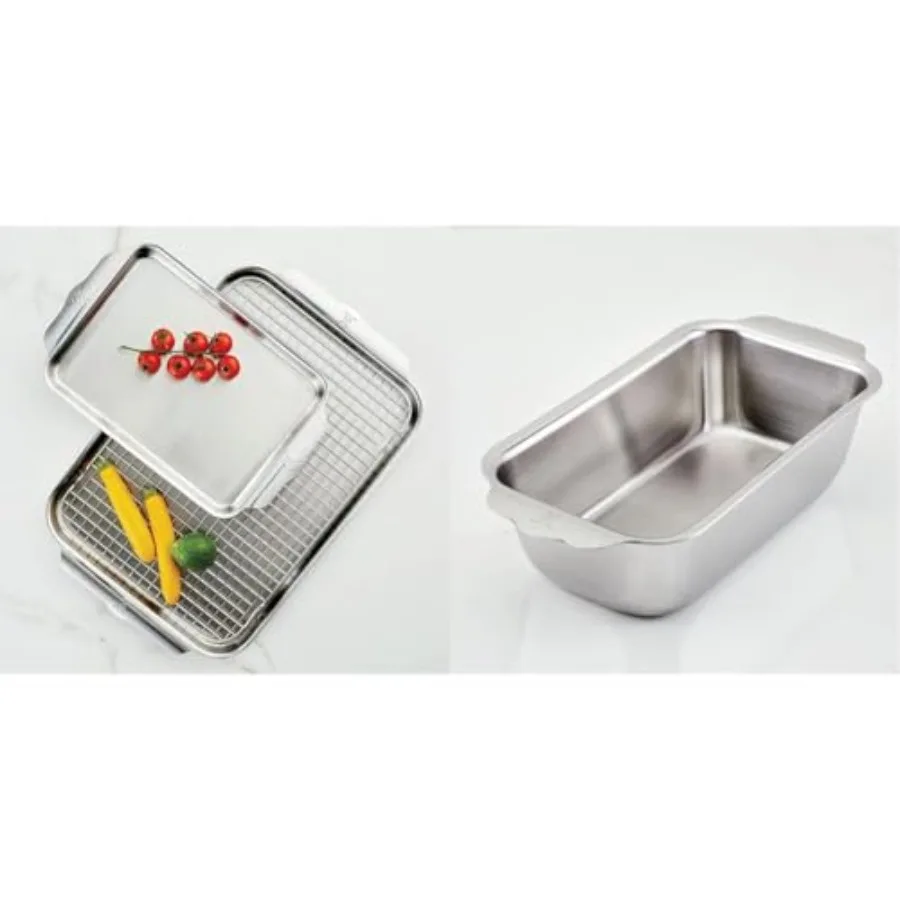 

OvenBond 3-Piece Stainless Steel Baking Sheet Set and 1-Pound Loaf Pan Bundle