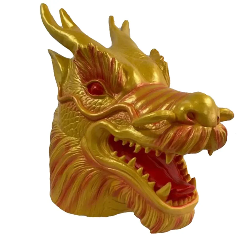 

Chinese Dragon Head Mask for Halloween Party, Great Costume, Full Face Masks, Animal Latex Mask, Cosplay Dress Up, Props Golden