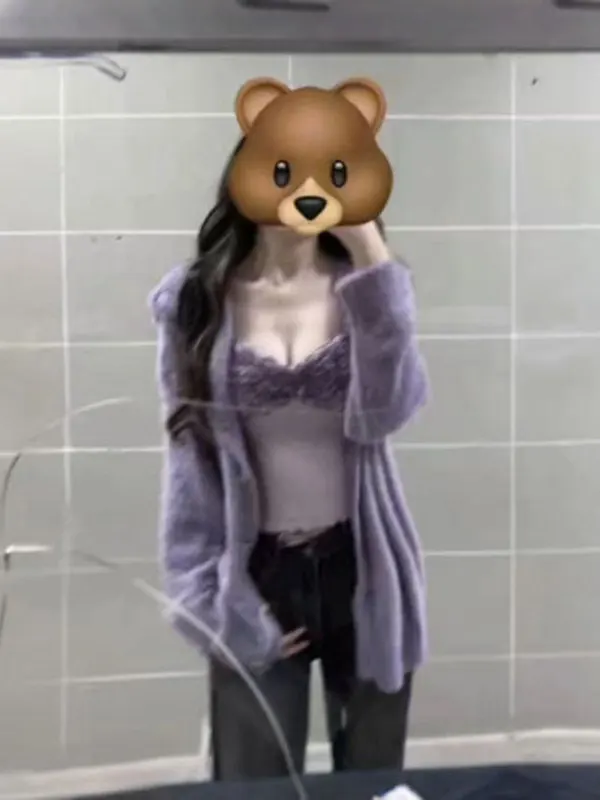 

Soft Sle Purple Sweater Inner Wear Two-Piece Set Youthful Clete Outfit Spring Faion Women's Comfortable Slim Fit Ensemble