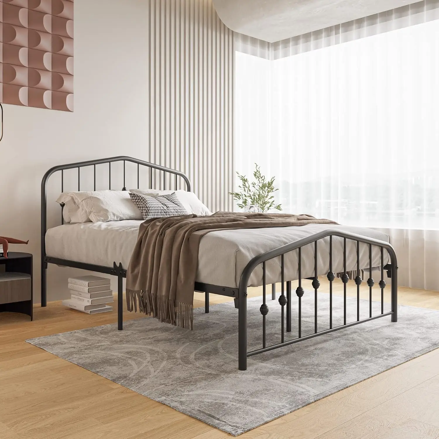 

Metal Full Size Bed Frame With Sturdy Premium Steel Slat Support,No Box Spring Required,Under Bed Storage(Full Black)