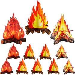 3D Decorative Cardboard Fire Fake Campfire Centerpiece Artificial Flames for Fire Theme Birthday Decorations Fireplace Supplies