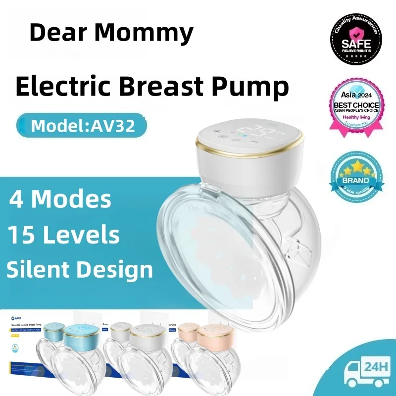 Elektrische tragbare Muttermilchpumpe, freihändig, BPA-frei – leise, leistungsstarke Saugkraft, 4 Modi, 15 Stufen einstellbar, für stillende Mütter