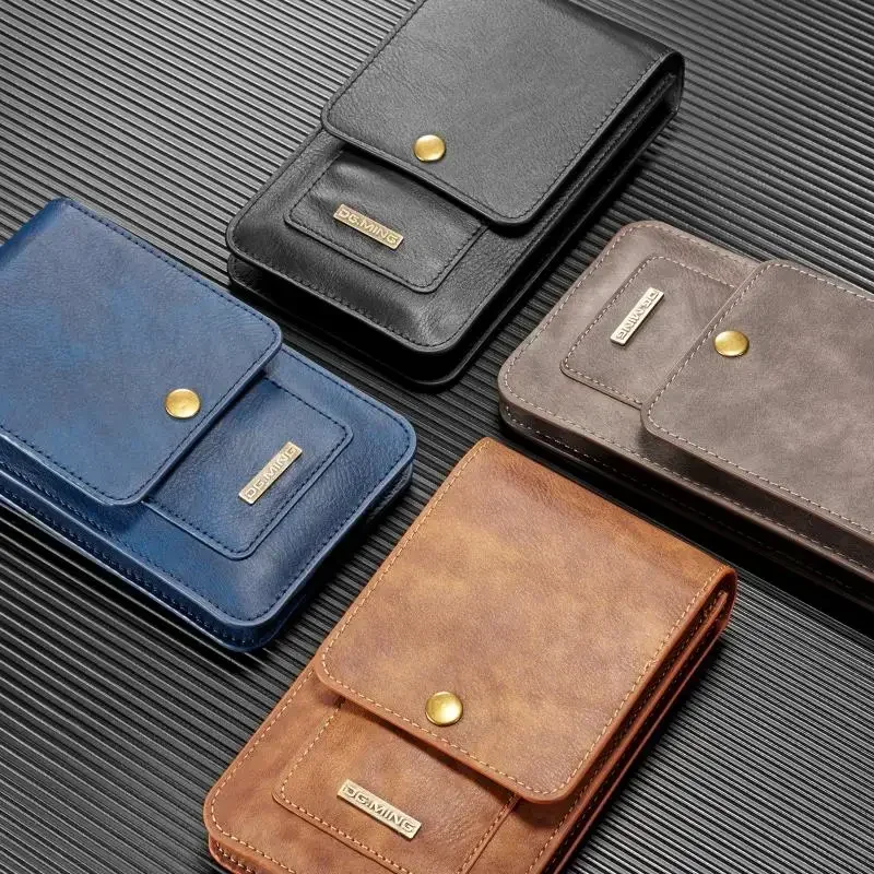 Universal Leather Phone Belt Clip Case Men Waist Bag Holder For iPhone Samsung Xiaomi Waist Bag Holster Holster Pouch Cover