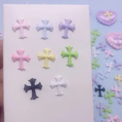 80Pcs 1.2*1.5CM Double Side Cross Patch Padded Applique For Children's Hair Clip Accessories Shoes Hats Decoration Patches