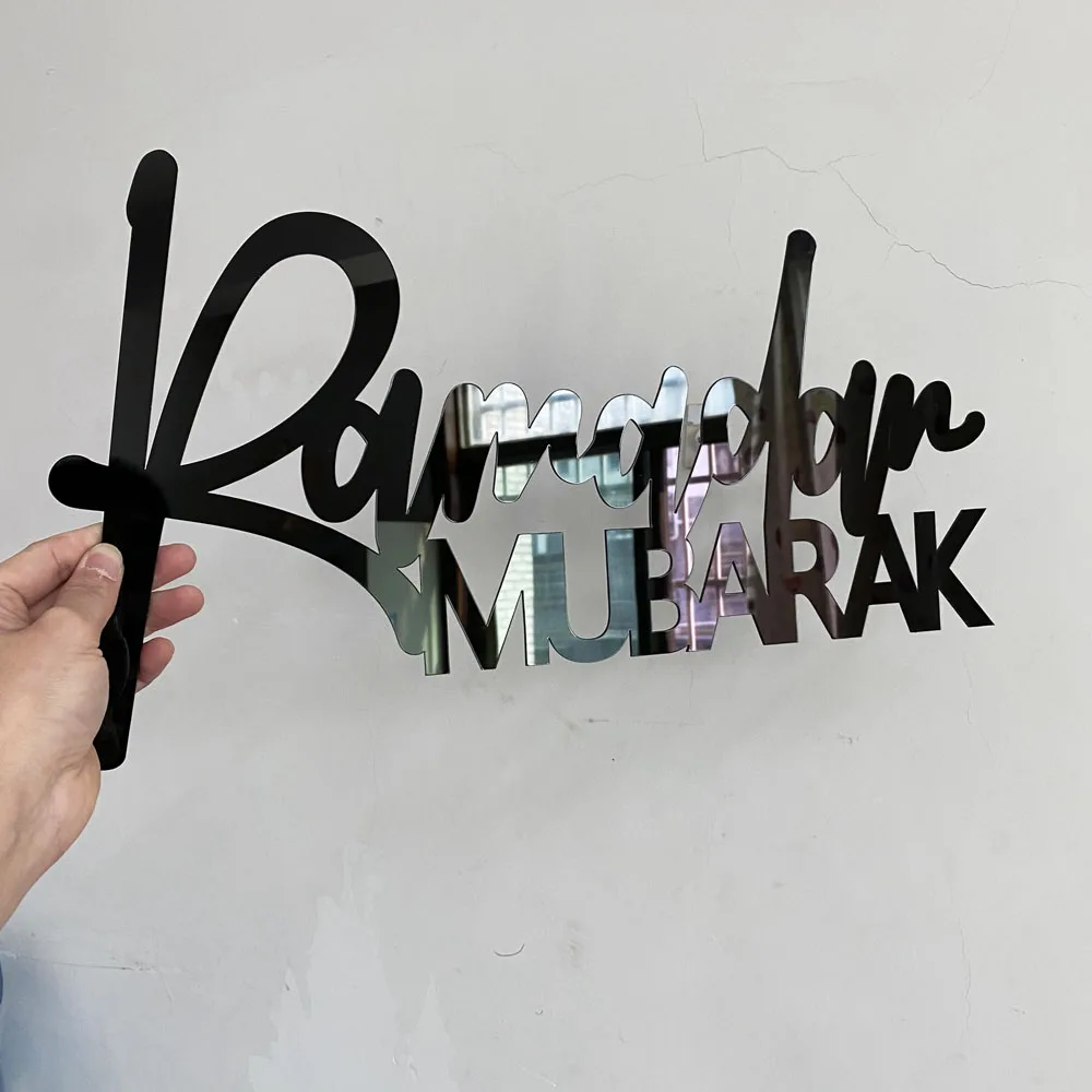 Ramadan Mubarak Sign Acrylic Mirror Gold Black Laser Cut Wall Letters Ramadan Kareem Custom Any Words Happy Eid Muslim Wall Art