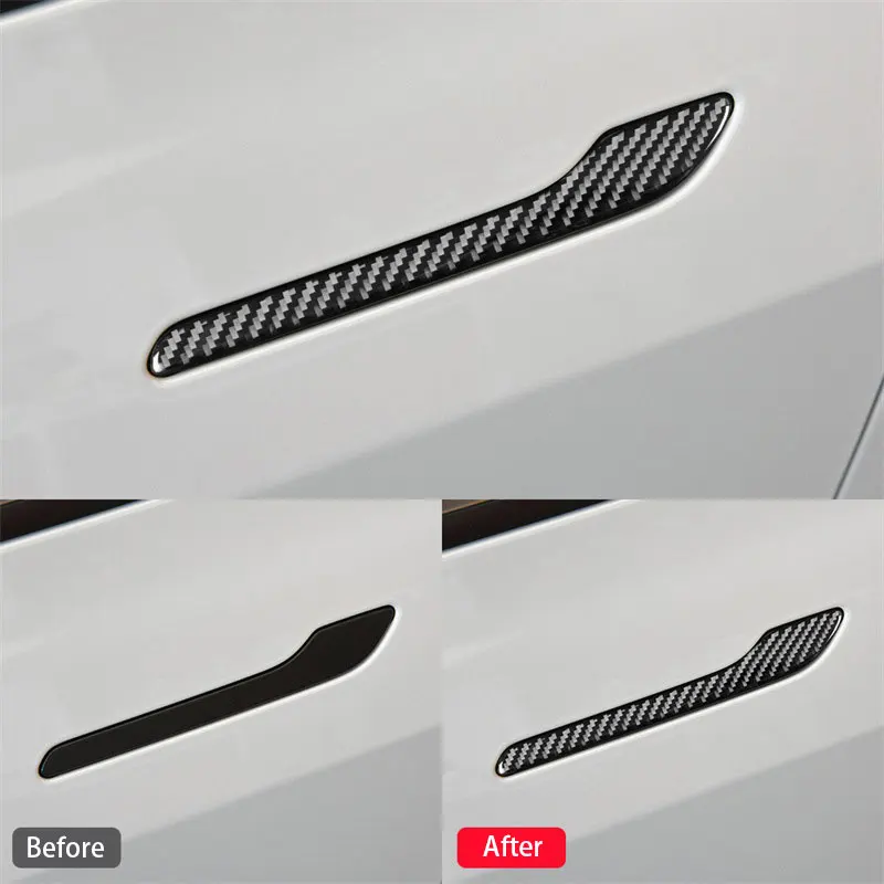 

Car Door Handle Sticker Door Wrap Cover For Tesla Model 3 Y 2017-2023 Paste Model3 Model Y Accessories Carbon Fibe Glue