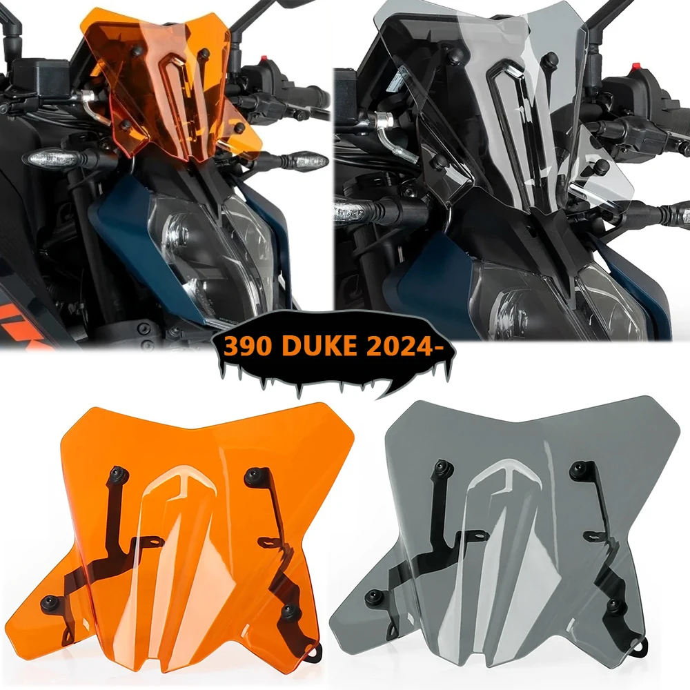 

For 390 Duke 2024-2025 DUKE 390 Motorcycle Accessories Windshield Sport Screen Front Wind Deflector Orange Gray Fairing