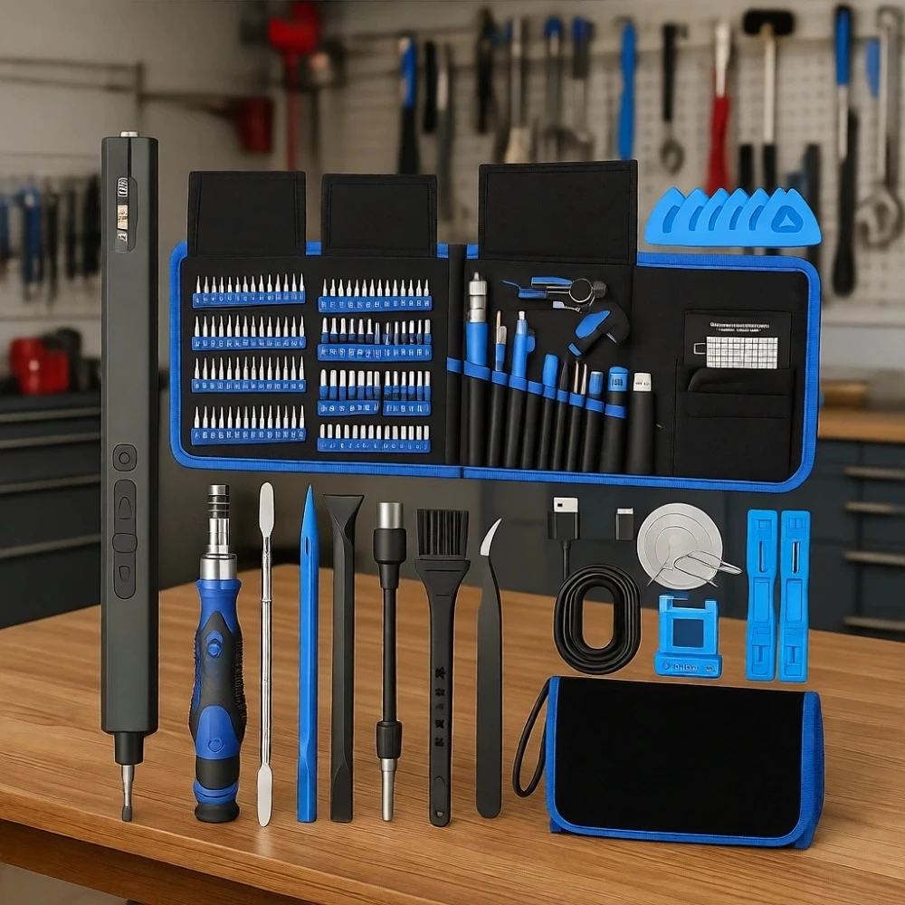 

144 Piece Electric Screwdriver Kit with 120 Magnetic Bits 5 Gear Torque Adjustment for Electronics Repair