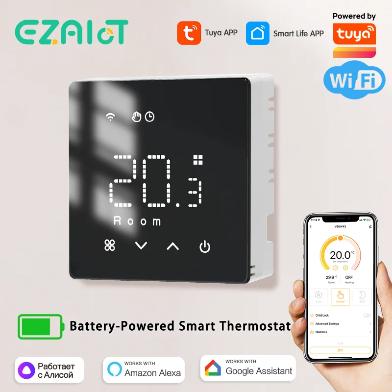 Termostato inteligente WiFi para caldera de gas Tuya, controlador digital de temperatura y calefacción de bajo consumo de batería, compatible con Alexa, Google Home y Alice