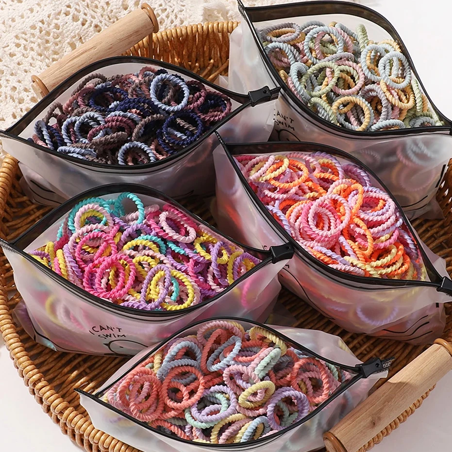 100 sztuk/worek elastyczne opaski do włosów dziewczyny dziecko trwałe akcesoria do włosów dziecko gumka do włosów głowa liny Scrunchies nakrycia głowy hurtownia prezent