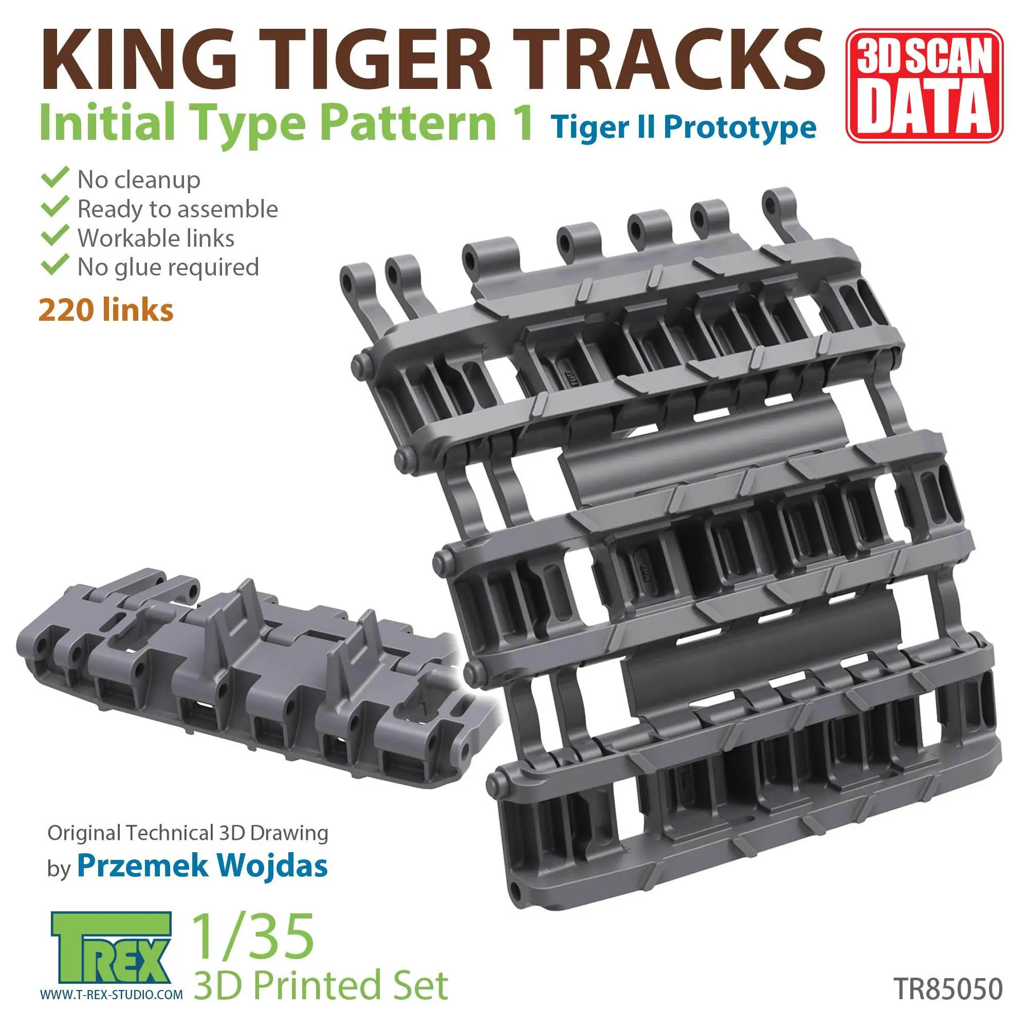 

T-REX 85050 1/35 King Tiger Tracks Initial Type Pattern 1 (Accessory Parts)