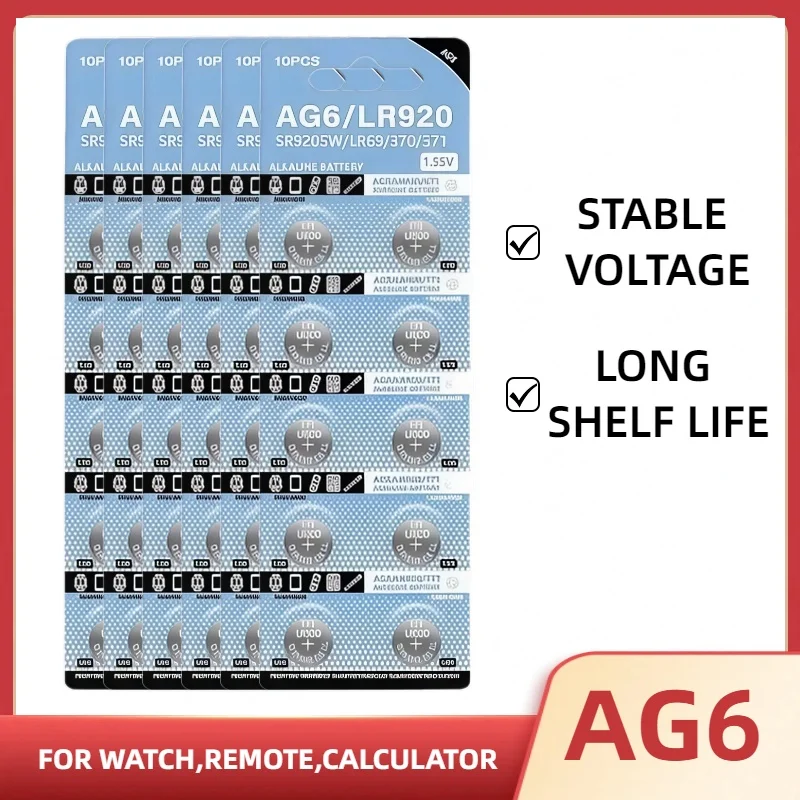 AG6 371 SR920SW LR920 SR927 171 1.55V Coin Battery Button Batteries Long Life For Watch Toys Remote Calculator Wireless Mouse